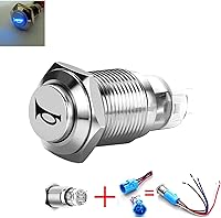 Vista 3 de Interruptor de botón momentáneo de bocina de coche, 12 V, 0.630 in, LED, interruptor de reinicio de encendido/apagado, interruptor de bocina