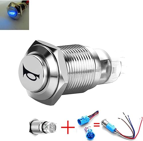 Miniatura 3 de Interruptor de botón momentáneo de bocina de coche, 12 V, 0.630 in, LED, interruptor de reinicio de encendidoapagado, interruptor de bocina