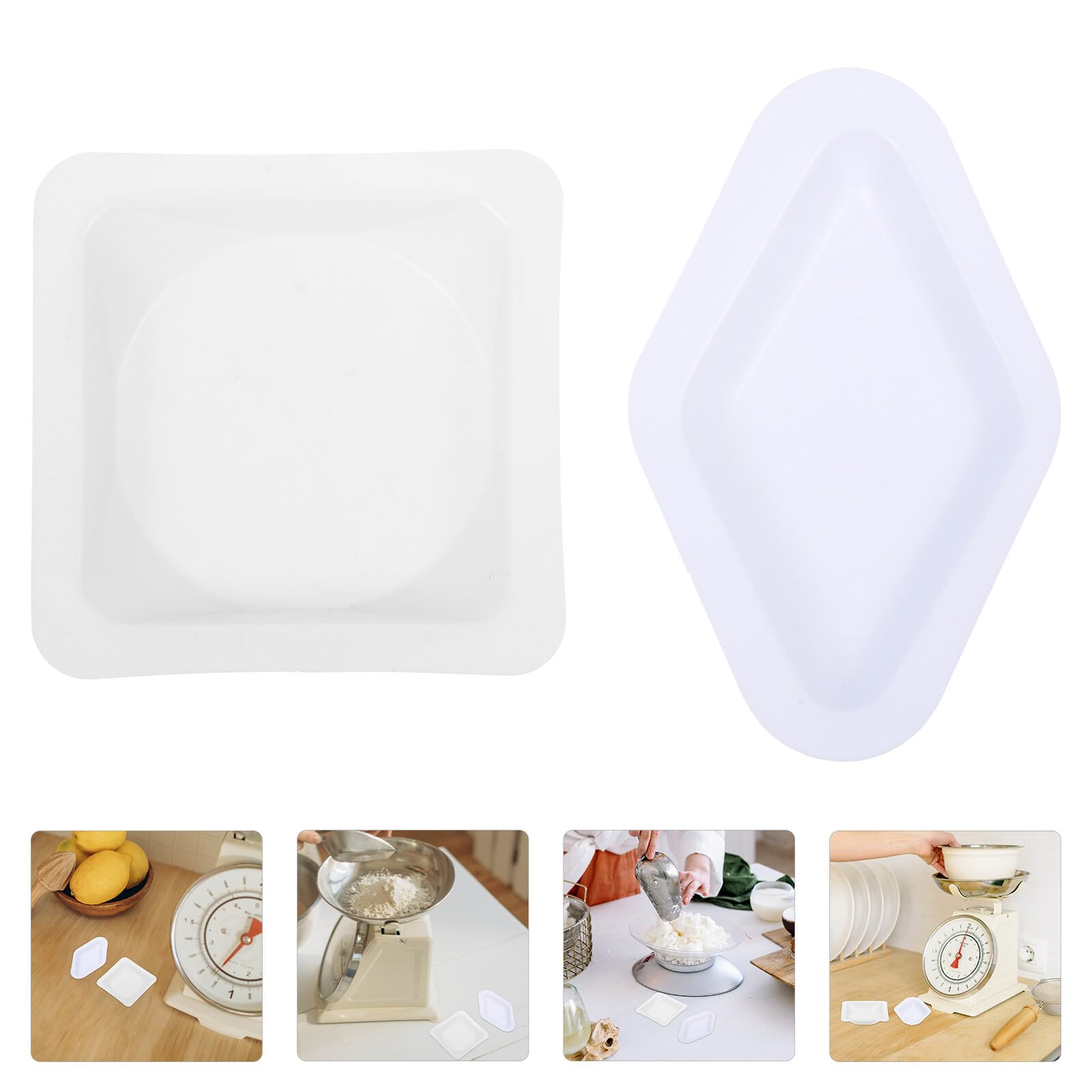 SHINEOFI 100 Stück Wägeplatten für Labor aus Kunststoff mit Abgeschrägten Kanten Praktische Laborwägetablett Wägeplatten für Pulver und Portable Laborwägeschalen