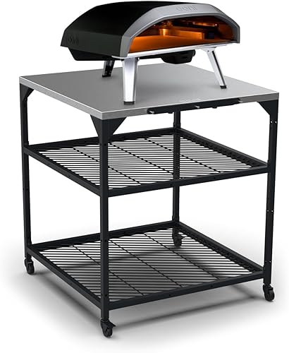 Ooni Mesa modular grande para exteriores, carrito de horno de pizza de 31 x 31 x 35, parrilla de acero inoxidable y soporte para barbacoa, mesa para