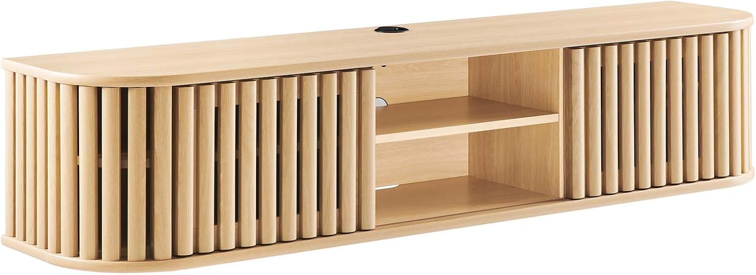 Modway EEI-6528-OAK Fortitude 63" Wall-Mounted TV Stand, Oak