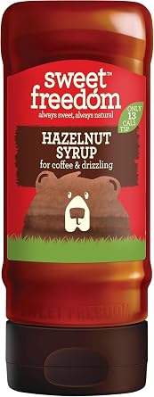 Sweet Freedom Hazelnut Syrup 350 g   Vegan Drizzle for Coffee and Pancakes, Naturally Sweetened with Fruits, Only 13 Kcal Per Teaspoon Pack of 1