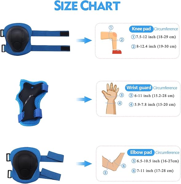 Ginocchiere per bambini, set di protezioni in linea per bambini, 3-8 anni, protezioni regolabili, ginocchiere, attrezzature di protezione per skateboard, scooter, pattinaggio, sci, guida, - 4