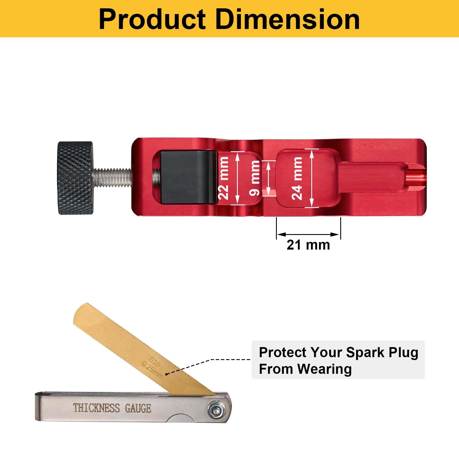 CZC AUTO Spark Plug Gap Tool Universal with 32 Blades Steel Feeler Gauge, Compatible with Most Standard 10mm 12mm 14mm 16mm Thread Spark Plugs, Red