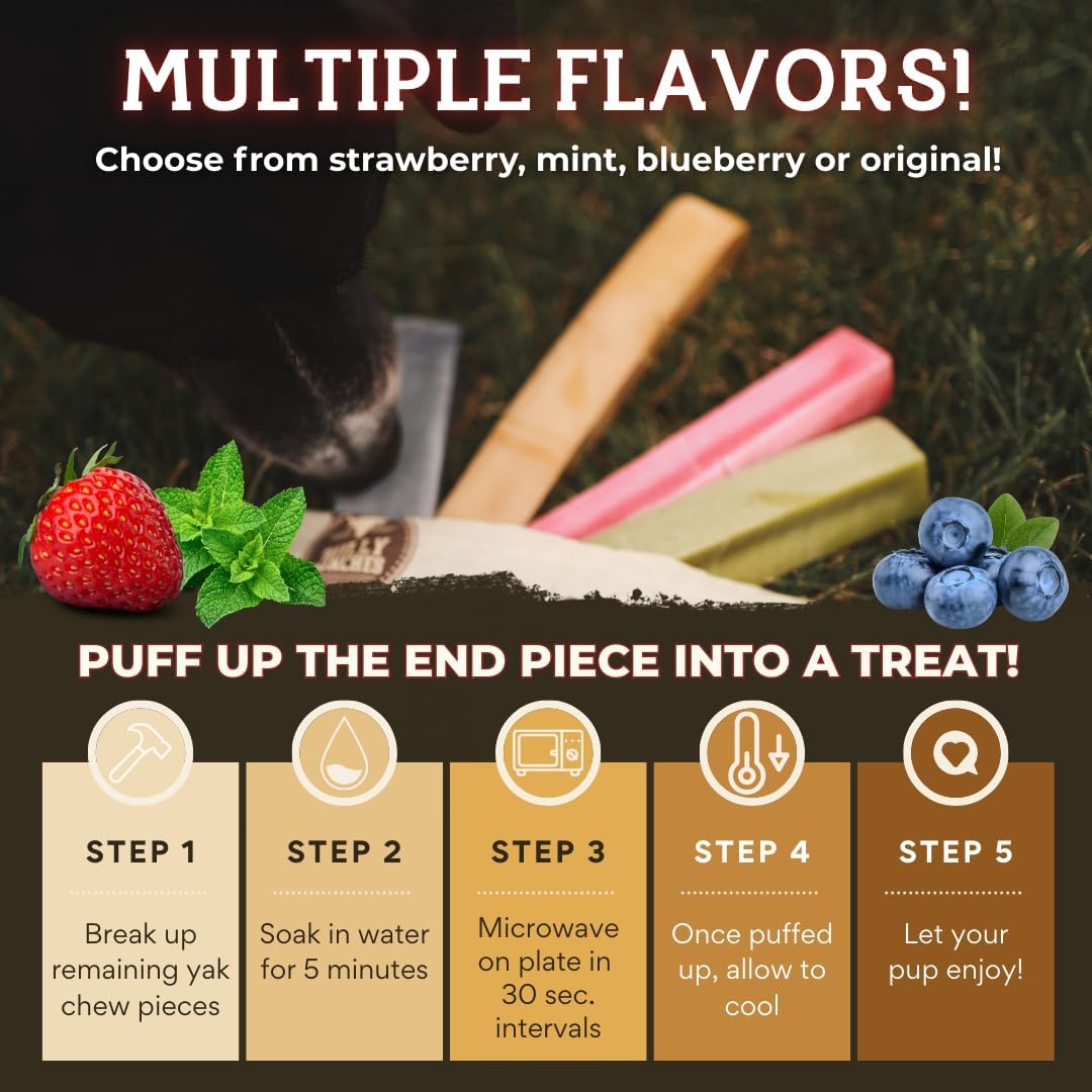 Bully Bunches Mega Authentic Yak Cheese Himalayan Chews for Giant Dogs & Super Aggressive Chewers - All Natural Dog Treat Dental Chews, Made with Real Yak Milk - Lactose & Rawhide Free (4 PK)