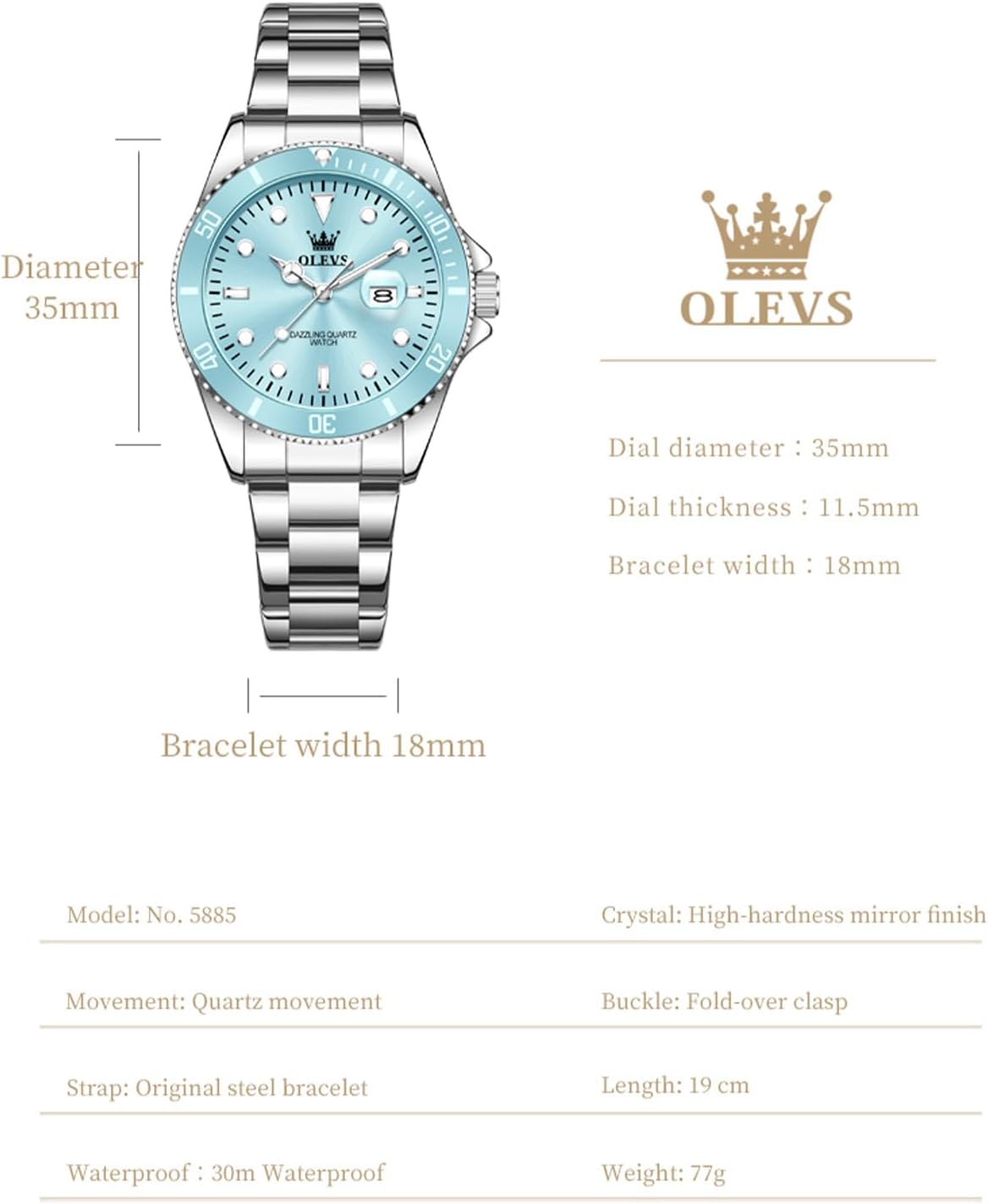 OLEVS Ladies Watch for Small Wrist Luxury Watch for Women Dress Lady's Watches Waterproof Analog Quartz Pink/Blue/Green/White/Purple/Gold/Red/Blue Small Face Womens Watch Reloj para Mujer
