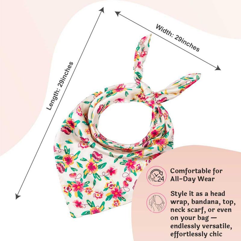 Image of Hair Drama Co. Elastic Bandana Head Scarf for Women | Silk Satin Head Wrap Bandana Scarves | Boho Style Statement Headband Stylish Design | All Day Wear Scarves | Hair Scarf Accessories