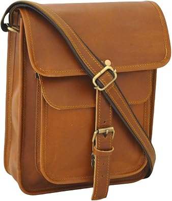 Satchel And Fable Leather I Pad Messenger Tablet Cross Body Shoulder Bag 11 Inch dark brown