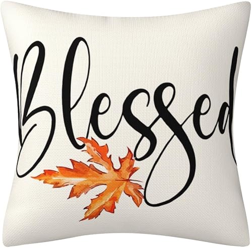 Miniatura 3 de Fundas de almohada de otoño para exteriores, 18 x 18 pulgadas, juego de 4 fundas de almohada de Acción de Gracias, calabaza naranja y blanca con