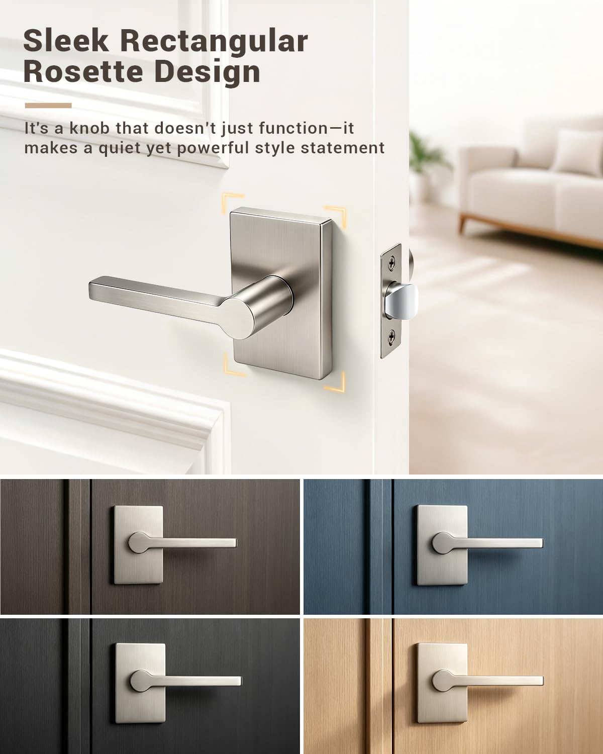 Brushed Nickel Door Knobs - Keyless Passage Handles -3