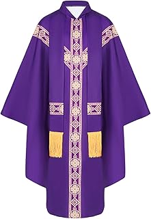 Church Catholic Priest Clergy Robes for Men, Church Father Mass Vestments Robe Halloween Costume Outfits