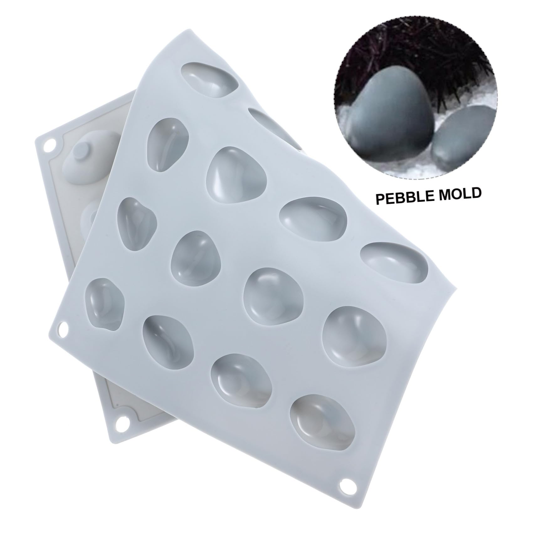 3 Piezas Molde de Silicona para Chocolate y Fondant Diseño de Piedras Suaves Molde Flexible para Repostería DIY Fácil Desmoldeo y Limpieza