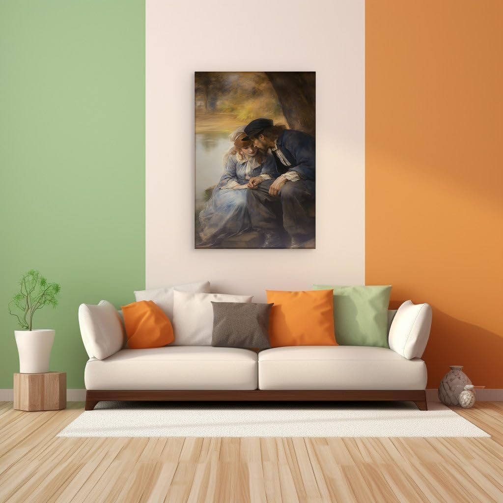 Canvas for Living Room. Embracing Serenity: A Tranquil Portrait of Intimacy by The Lakeside, 27 x 18 inch Canvas Wall Art - Contemporary Masterpieces - Modern Home Decor