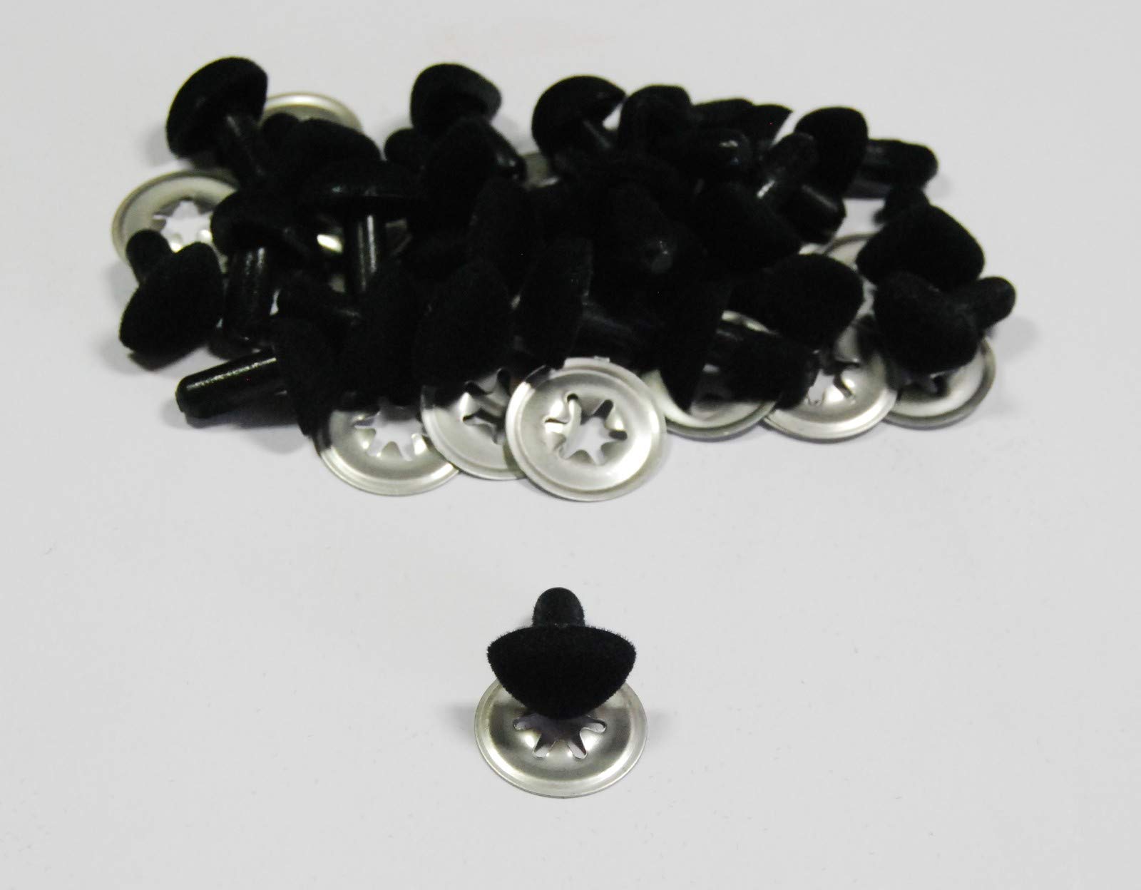 Celloexpress Pack Of 50 Flock Black Cat/Triangle Noses 21Mm Metal Backs - Teddy Bear & Soft Toy Making Detailed Noses
