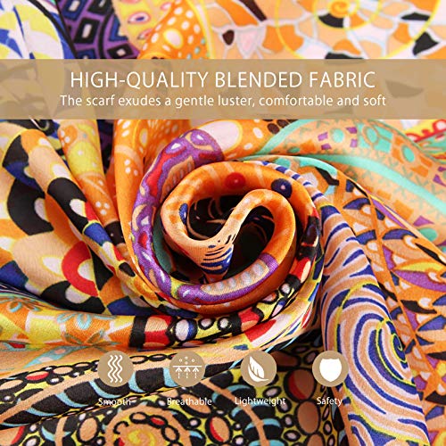 Silk Scarves Women Vintage Paintings Pattern Sunflower Floral Ethnic Style Long Scarf Grand Shawl Beach Wrap Dress3