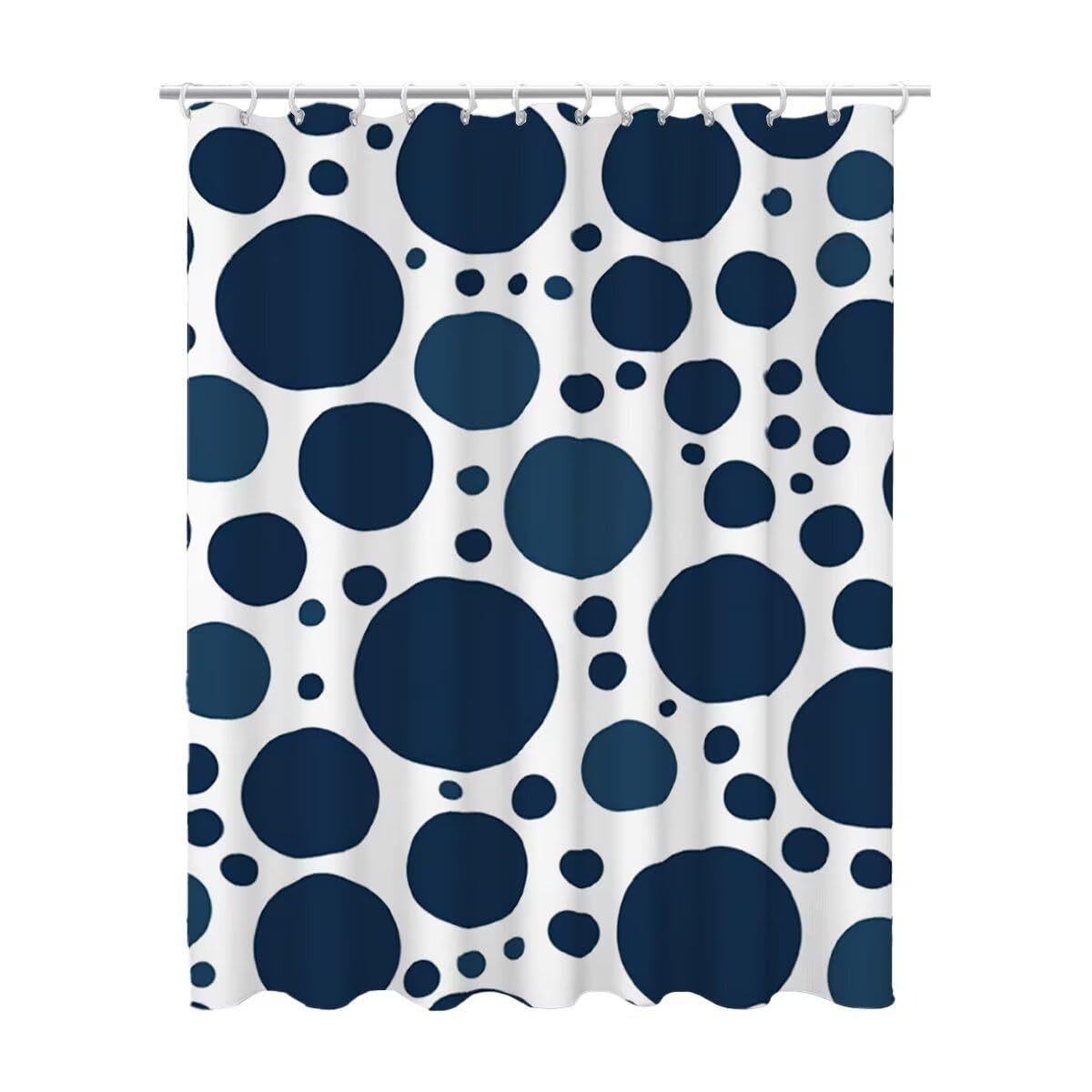 Rideau douche imperméable polyester tissu bleu 100x200 avec 12 crochets