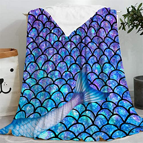 Arnovic Fantasy Mermaid Scale Tail Blanket, Cute Sea Animal Pattern Gift For Women Men Girl Boy Birthday,Lightweight Soft Worm Cozy Flannel Throw For Bedding Sofa Couch 40"X50" For Kids/Child - S #TOP2