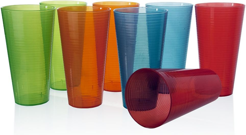 Essex Unbreakable Plastic 30oz Iced Tea Tumbler - Set of 8 Multicolor