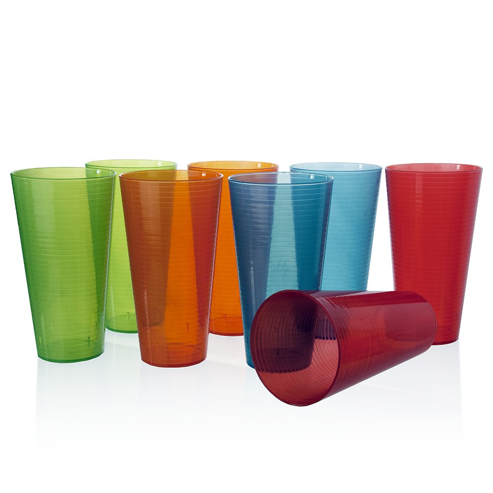Essex Unbreakable Plastic 30oz Iced Tea Tumbler - Set of 8 Multicolor