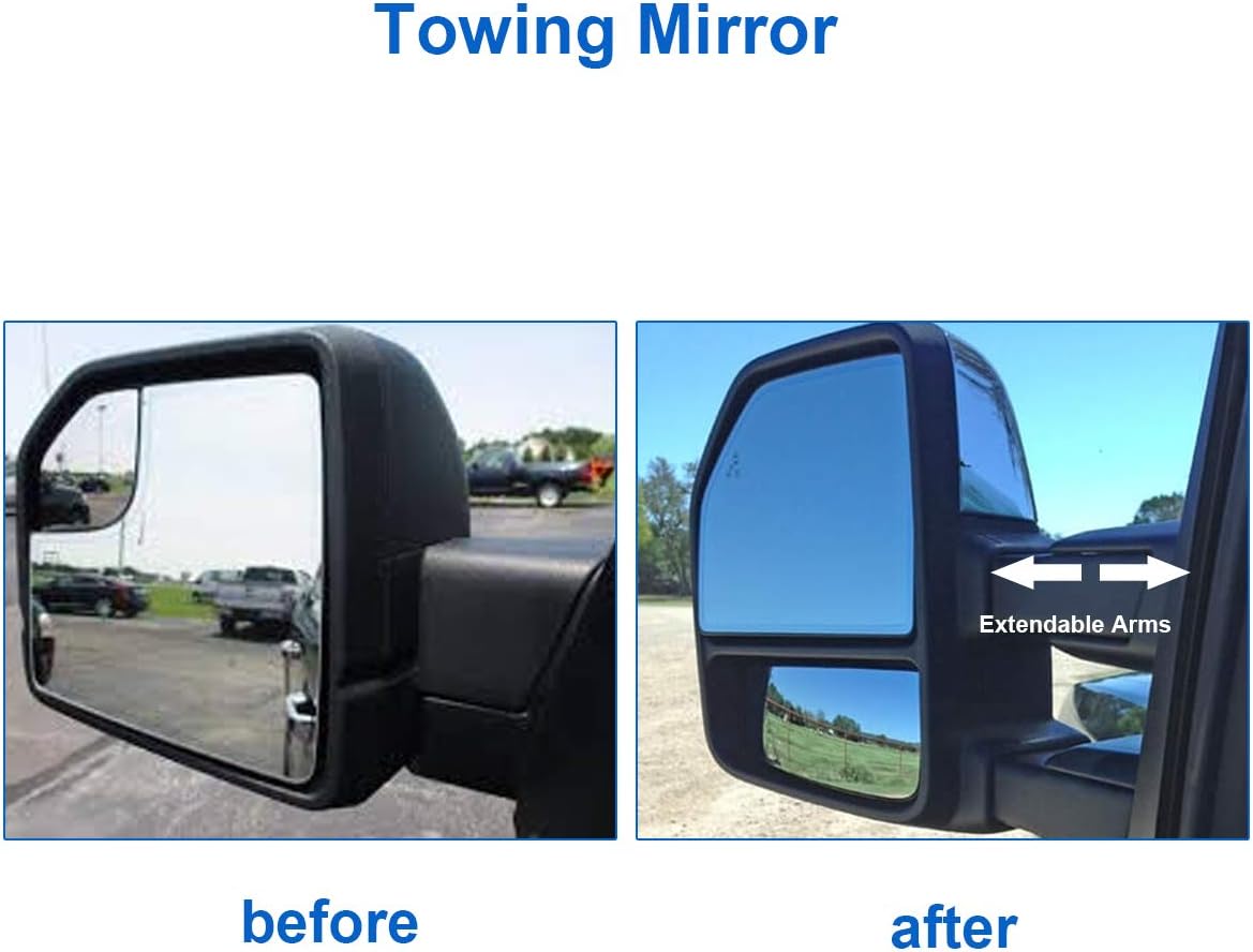JZSUPER Towing Mirrors fit for Ford F150 Pickup Truck 2015 2016 2017 2018 2019 2020, Power Heated with Turn Signal Temperature Sensor 8 Pin Plug