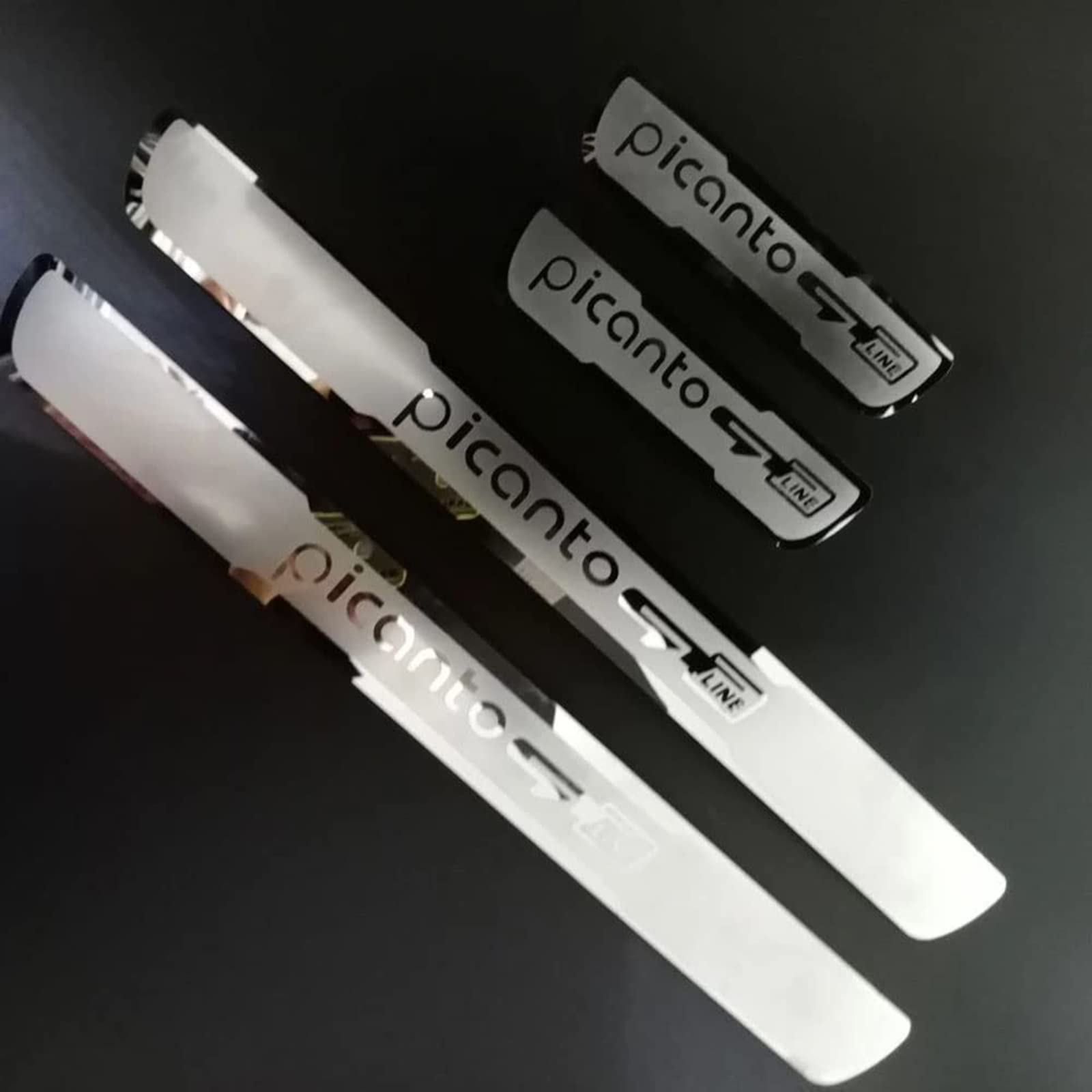 EAGLEG Car Door Sill Protector for KIA PICANTO GT LINE 2015-2020 4PCS Scuff Plate Stainless Steel Stickers Accessories,Silver