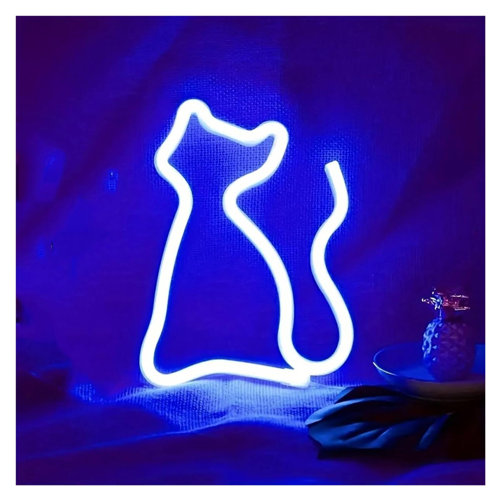 LED néon signe Enseigne Lumineuse En Forme De Chat Alimentée Par USB Pour Chambre À Coucher Salon Festival Fête Mariage Anniversaire Salle De Jeux Décoration 17cmx23.5cm(B)
