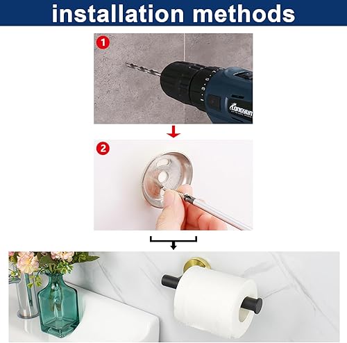 Miniatura 7 de NearMoon Portarrollos de papel para baño, soporte premium de papel higiénico SUS304 de acero inoxidable resistente al óxido montado en la pared