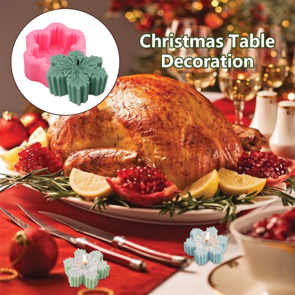 Moule à Bougie 2 Pièces - Moules à Bougies De Noël En Silicone Pour Le Moulage Flocon De Neige En Silicone Moules A Bougies Pour La Decoration De Noel