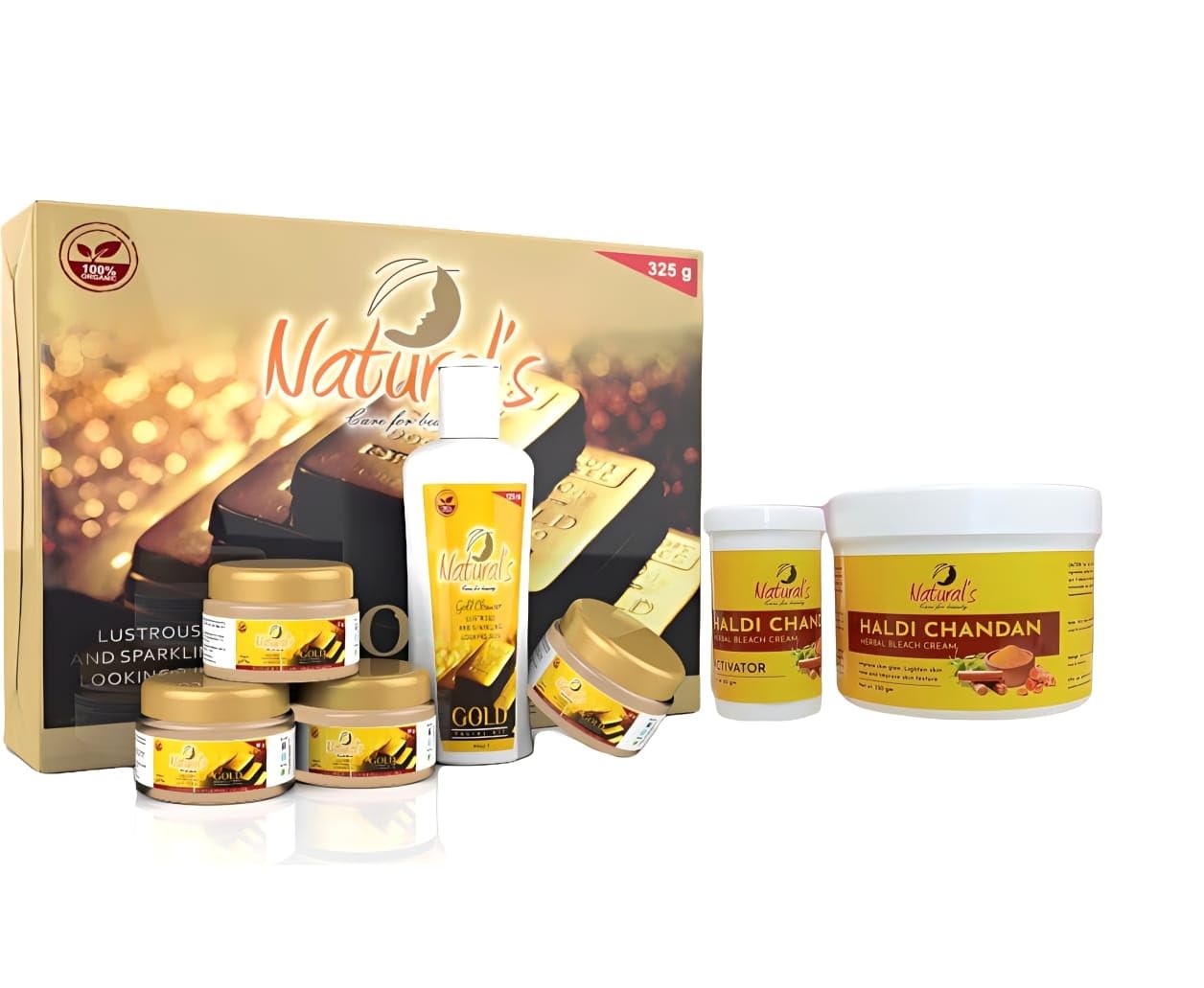 Natural’s Care For beauty Gold Facial Kit 325gm, Haldi Chandan Bleach Cream 350gm Combo Pack (Pack of 2) Natural’s Care For beauty Gold Facial Kit 325gm, Haldi Chandan Bleach Cream 350gm Combo Pack (Pack of 2)