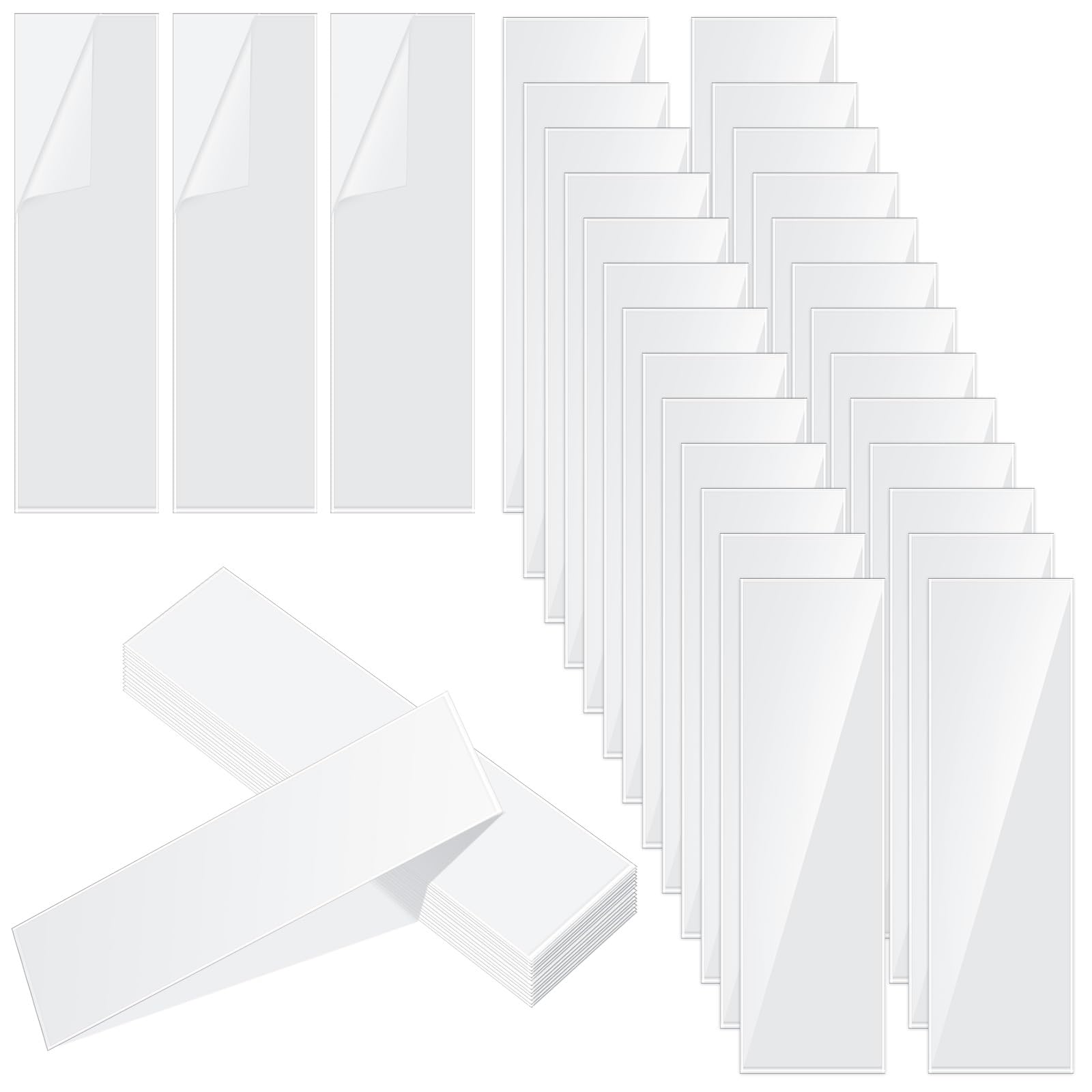 Gueevin 100 Pcs 3.15 x 10.75 Inch Self Adhesive Display Pockets Peel and Stick Clear Paper Sleeves Wall and Door Communication Clear Adhesive Sheet Protector Letter Size Plastic Sheet Protectors