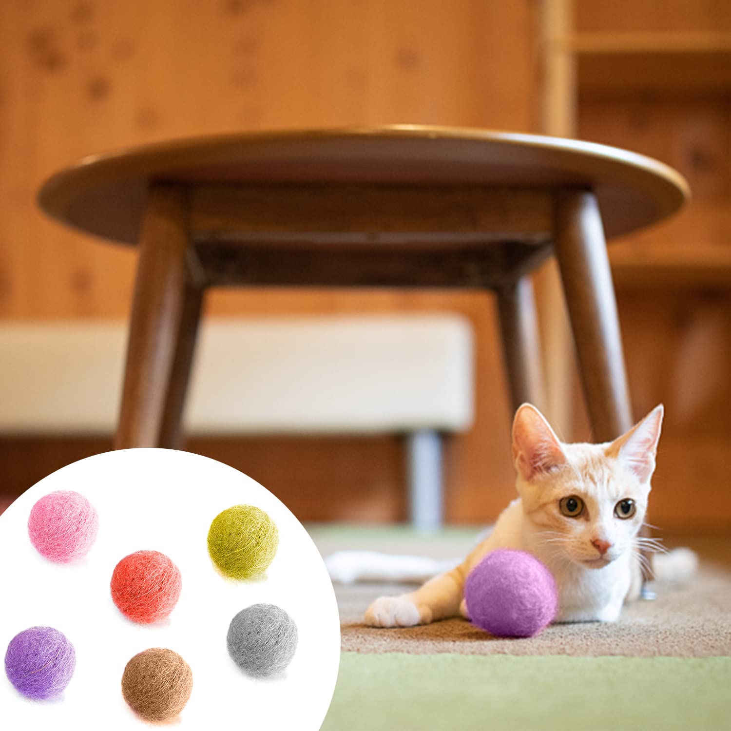 8er-Set Interaktive Katzen-Spielzeugbälle – 6 Wollknäuel (3 Cm) + 2 Plüschbälle (5 Cm), Bunt, Weich, Leicht, Für Jagdspiel, Training & Gegen Langeweile