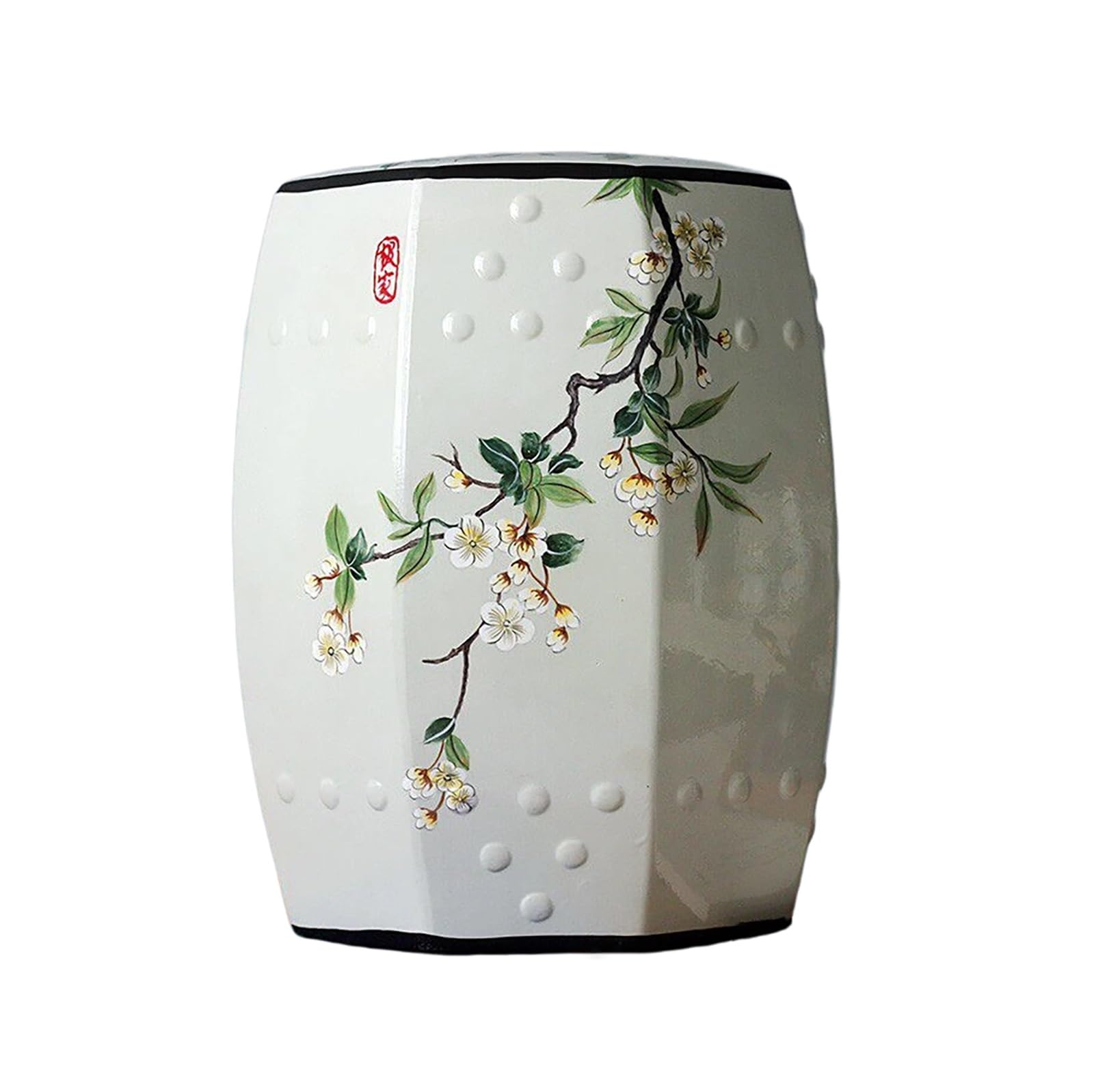 Ceramiczny stołek bębnowy, ręcznie malowany glazurowany porcelanowy stolik pomocniczy, dekoracyjny stołek ogrodowy do salonu, sypialni, balkonu, patio - stylowy akcent do domu