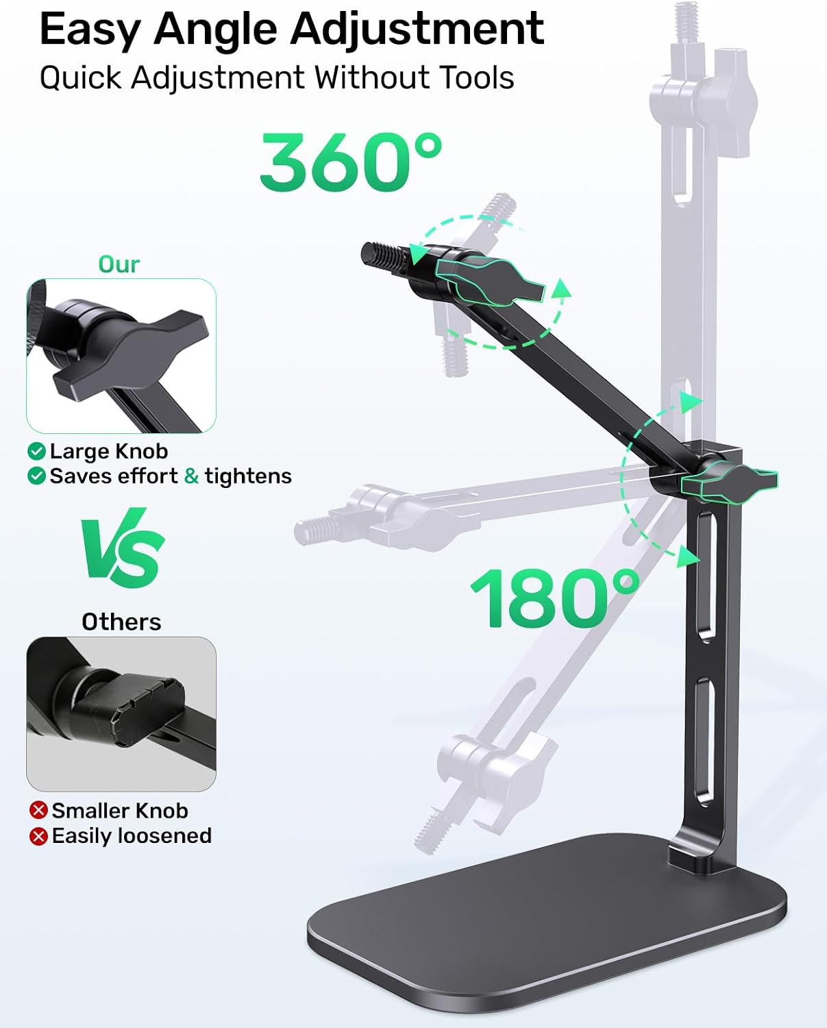 Heavy-Duty Desk Mic Stand for Rode PodMic USB & SM7B, Max 2.68 lbs, Black image 3