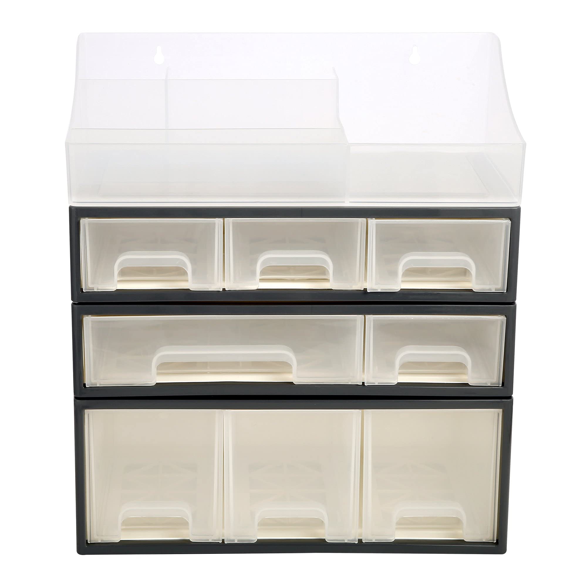 ROSELIFE Cosmetic Storage Box - Makeup & Drug Organizer, 4-Piece 8-Drawer, 5-Slot, Transparent