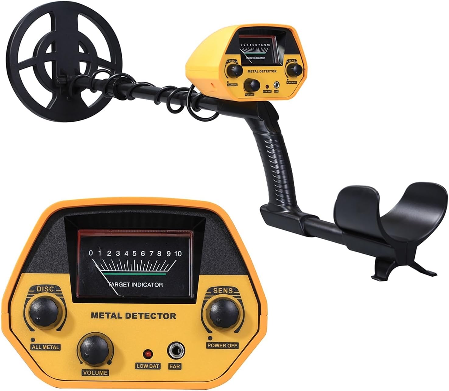 Metal Detector for Adults, Adjustable Stem 7Inch Waterproof Coil Metal Disc Modes with Headphone Headwear for Underground Coins Relics,with Headphone-A