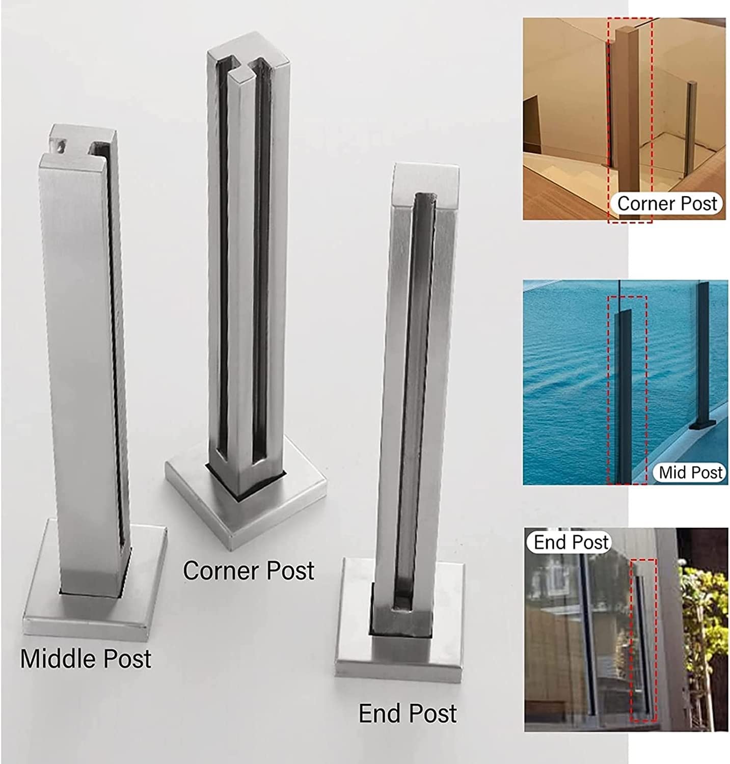 Clip de cristal de acero inoxidable resistente para pasamanos, balaustrada de seguridad para cubiertas y balcones, ideal para hoteles y apartamentos