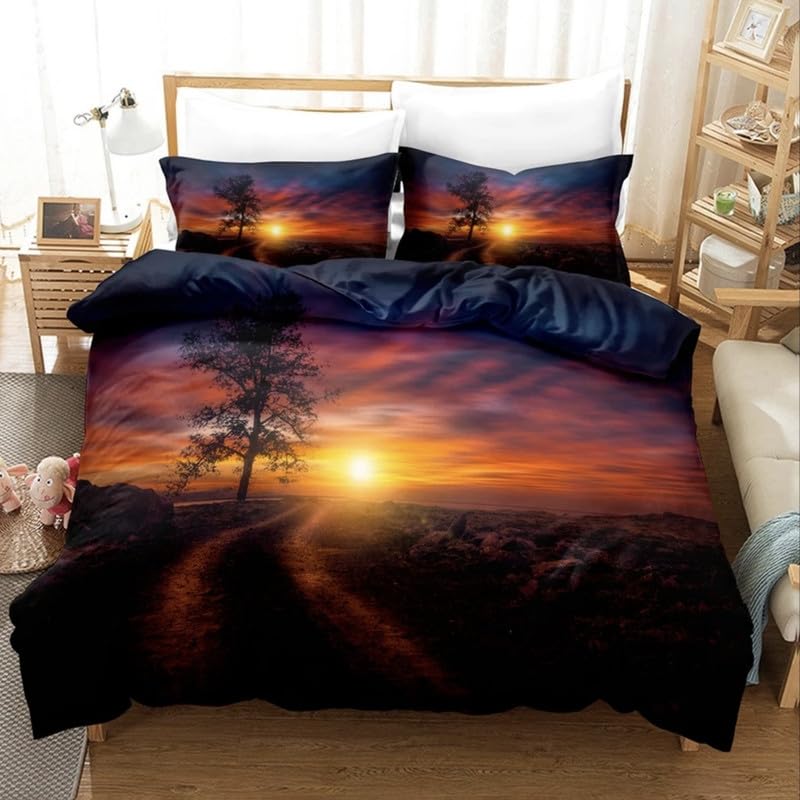 Parure de lit 240 x 260 cm soleil avec housse de couette et 2 taies d'oreiller microfibre