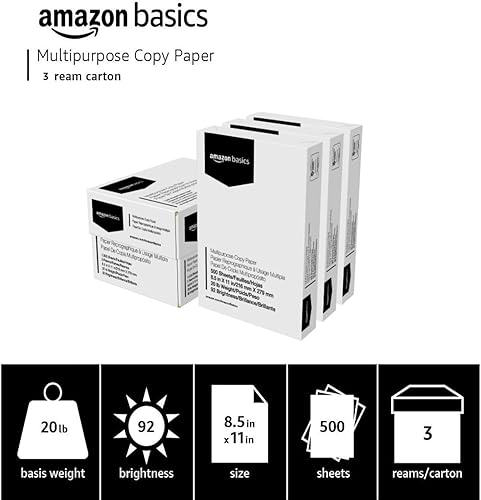 Miniatura 3 de Yaxa Basics Papel multipropósito para impresora y copiadora, 20 lb, 8.5 x 11 pulgadas, 3 resmas (1,500 hojas), 92 brillante, blanco
