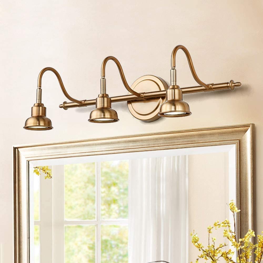 Lámpara LED Retro Antigua de Espejo de Baño, Luz Vintage Impermeable Ajustable, Iluminación Elegante, Aplique de Latón, 15W, D53cm, Luz Natural