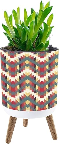 Maceta con soporte de textura navajo bohemia con patas de pie, macetas de riego automático de 8.7 pulgadas con entrada de agua e indicador de nivel