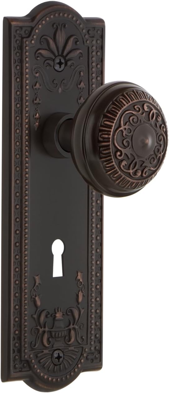 Nostalgic Warehouse Meadows Plate with Keyhole Egg & Dart Knob, Mortise, Polished Brass