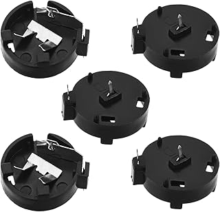 Bettomshin 5Pcs CR/LIR1220 Battery Holder, CR/LIR1220 Coin Cell Button Battery Holder Socket Case Black Plastic and Metal Soldering Terminals Button Cell