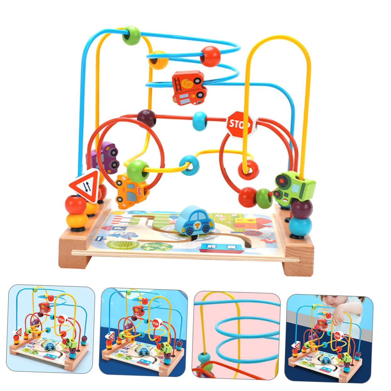 UPKOCH Juguete De Laberinto De Cuentas Oceánico Para Niños Pequeños, Tamaño Compacto, De Madera Lisa, Diseño De Tres Pistas, Entrenamiento Motriz, Adecuado Para Desarrollo Infantil y Juegos Educativos