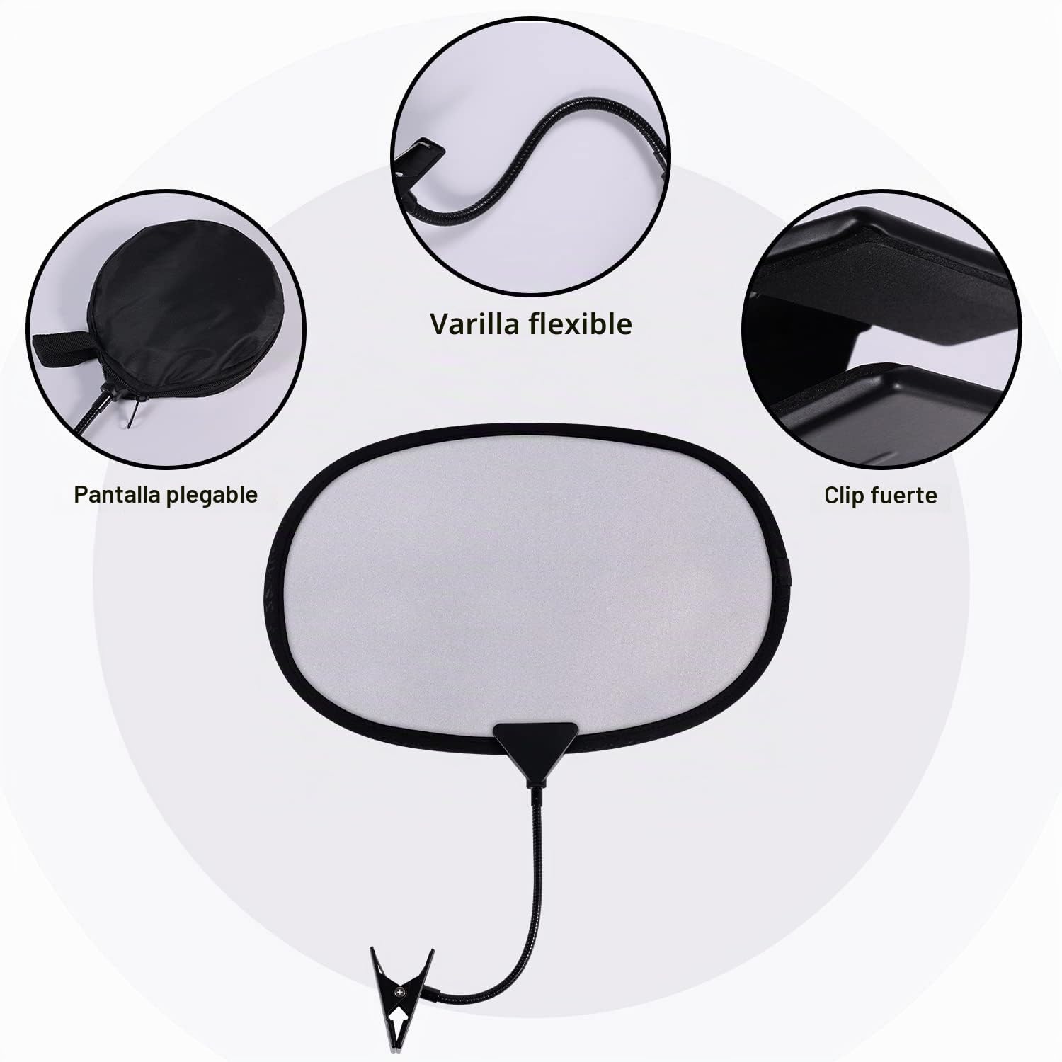 TOYMIS Parasol para Portátil con Clip, 45x30cm Flexible y Plegable Parasol para Portátil Protector Térmico y Antirreflejos Laptop Sun Shade para Exteriores (Gris)