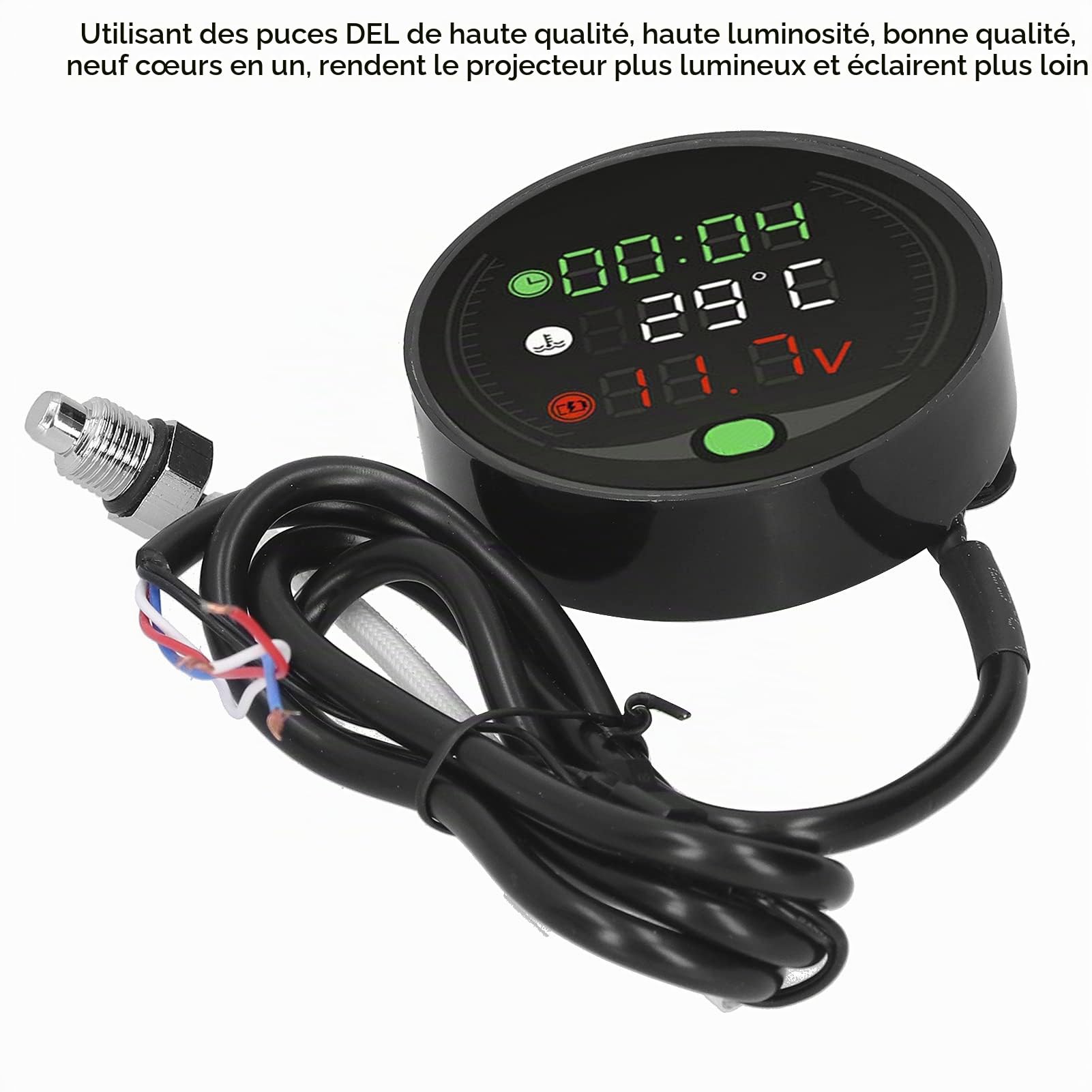 EBTOOLS pour Compteur Temperature Moto Jauge de Température de l'eau Multifonction Jauge de Température de l'eau de Moto 9-24 V Affichage Numérique Universel à LED Compteur de Température de l'eau de