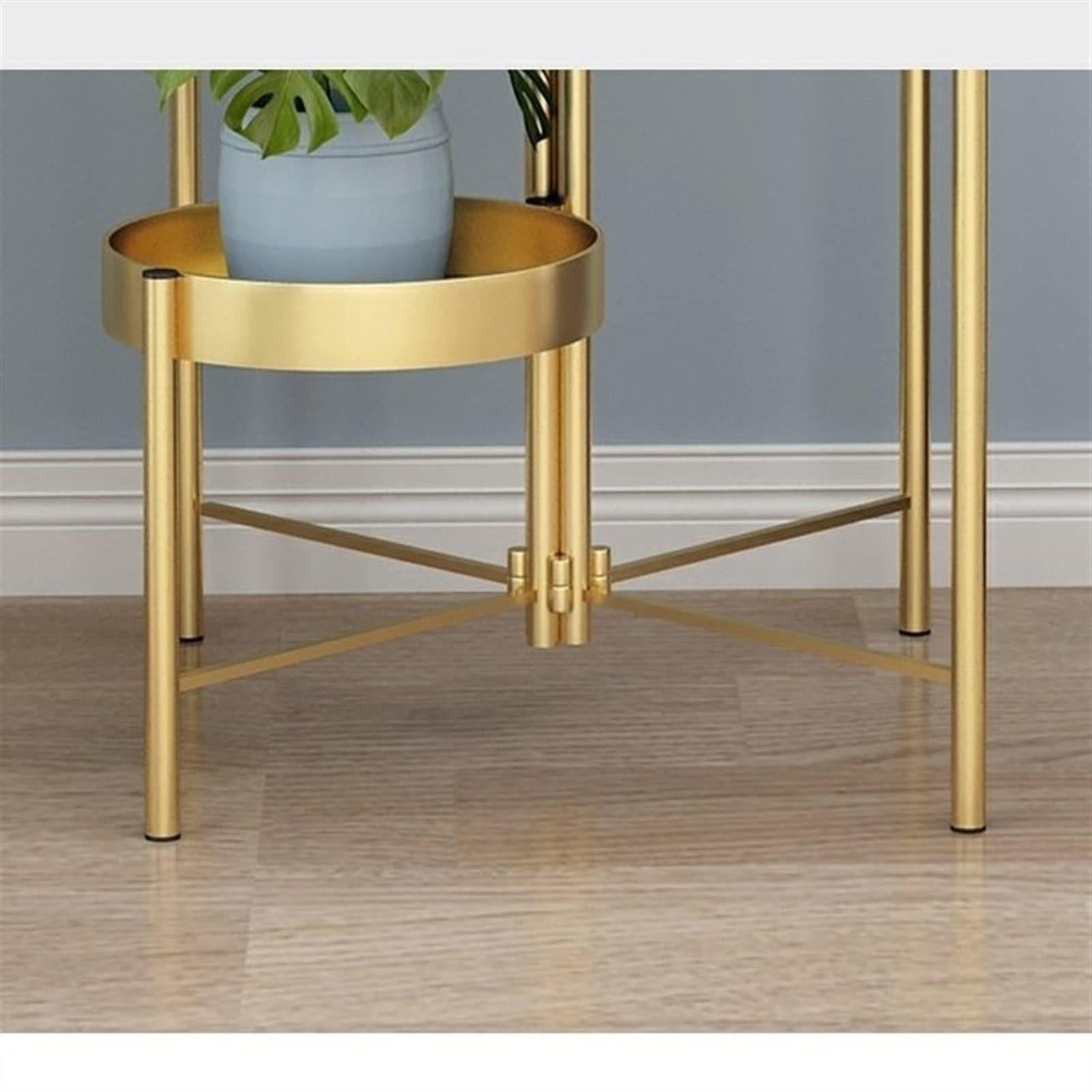 Support Pour Plantes En Métal Doré à 3 Niveaux Pour Intérieur Et Extérieur, étagère D'angle Pour Pots De Fleurs D'intérieur