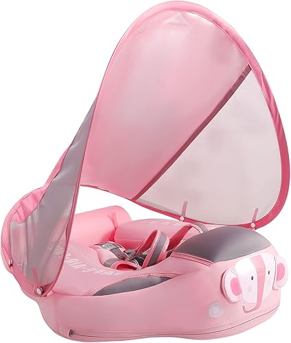 Mambobaby - Flotador de natación para bebé con dosel, flotador de piscina infantil no inflable con material agradable a la piel para bebés de 3 a 24