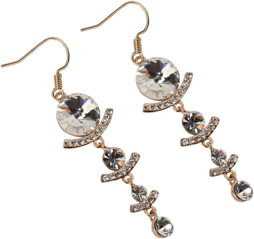 Rhinestone Made Long Dangle Earrings Hook for women