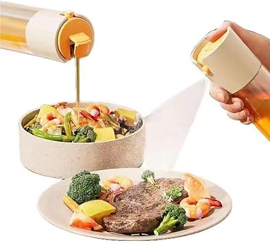 300ml Olive Oil Sprayer for Cooking,2 Modes Glass Oil Dispenser Bottle for kitchen,Spray and Pour Air Fryer Accessories, Salad, BBQ