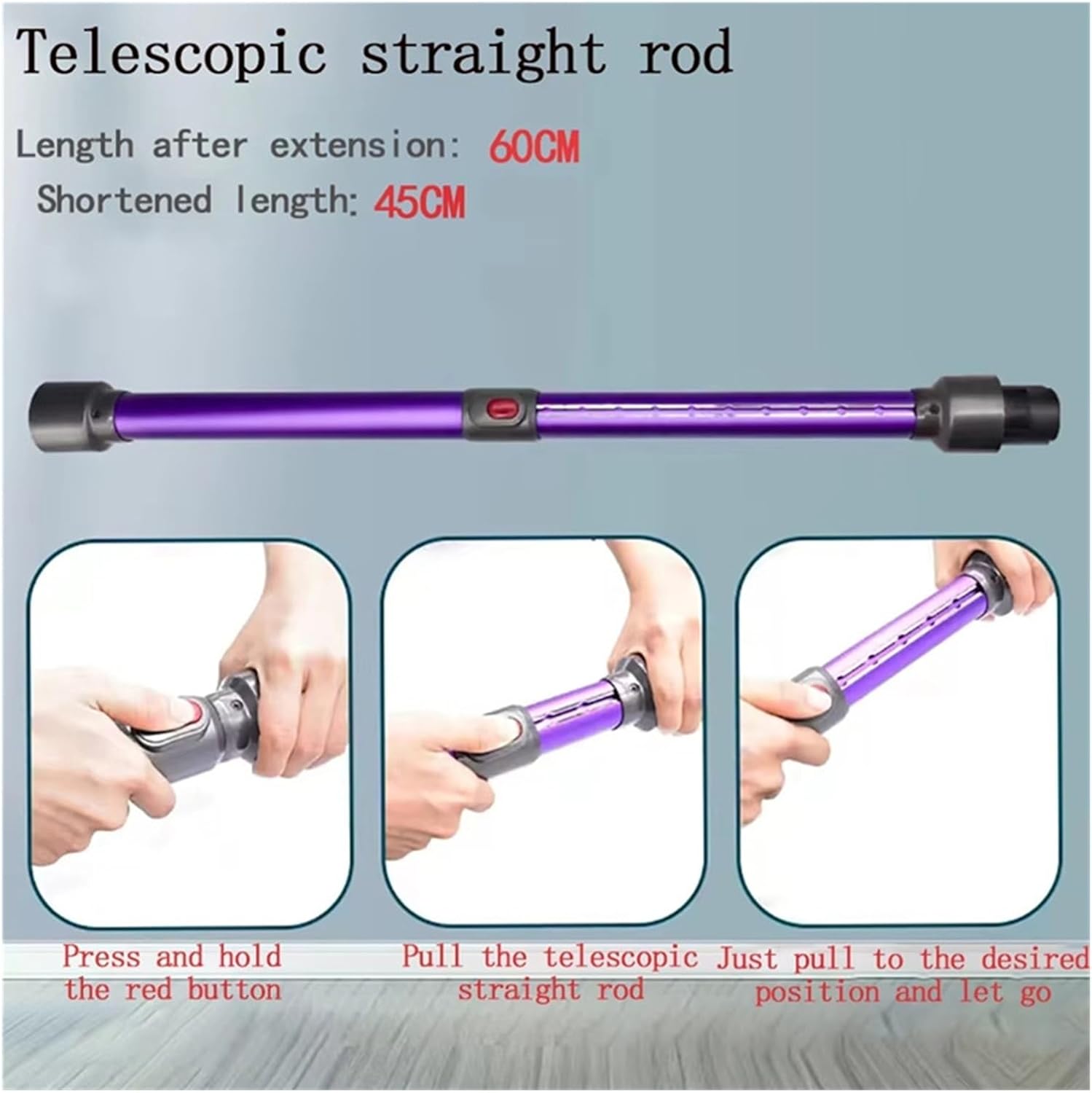 Vacuum Cleaner Extension Rod Replacement ，Compatible For Dyson， V8 V7 V10 V6 V11 V15 Accessories Metal Telescopic Aluminum Straight Pipe